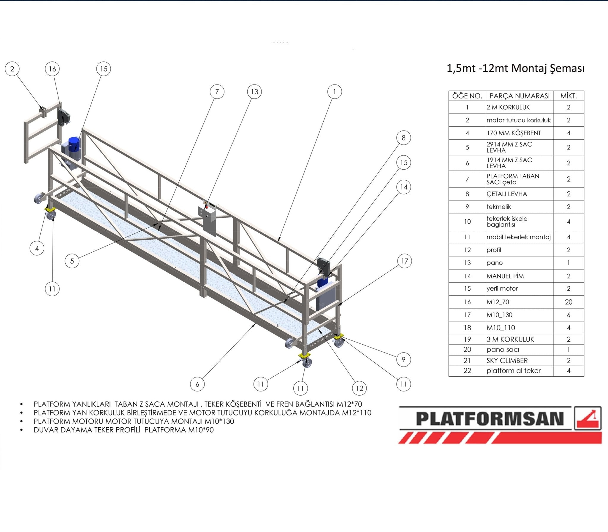 Platformsan Elektrikli asma iskele CE Sertifikalı (Yenilenmiş) - Cephe Platformu